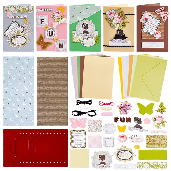 DIY Teachers' Day Theme Envelope Card Kids Craft Kits including Envelope Paperboard and Rectangle Konfetti Silk Ribbon Mixed Color 170x115x0.6mm