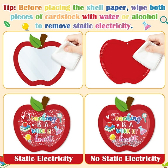 MALLMALL6 DIY Thank You Apple Shaped Cutouts Craft Kit, Teacher Appreciation Gift for School Classroom,6Counts