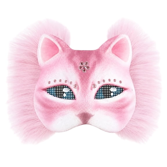 DIY Therian Mask Craft Kit - 6 Blank Cat Masks with Faux Fur Strips, Plastic Mesh Sheets, Felt Cloth & Decor Stickers for Creative Cosplay, Halloween, Jungle Party Costumes for Adults D