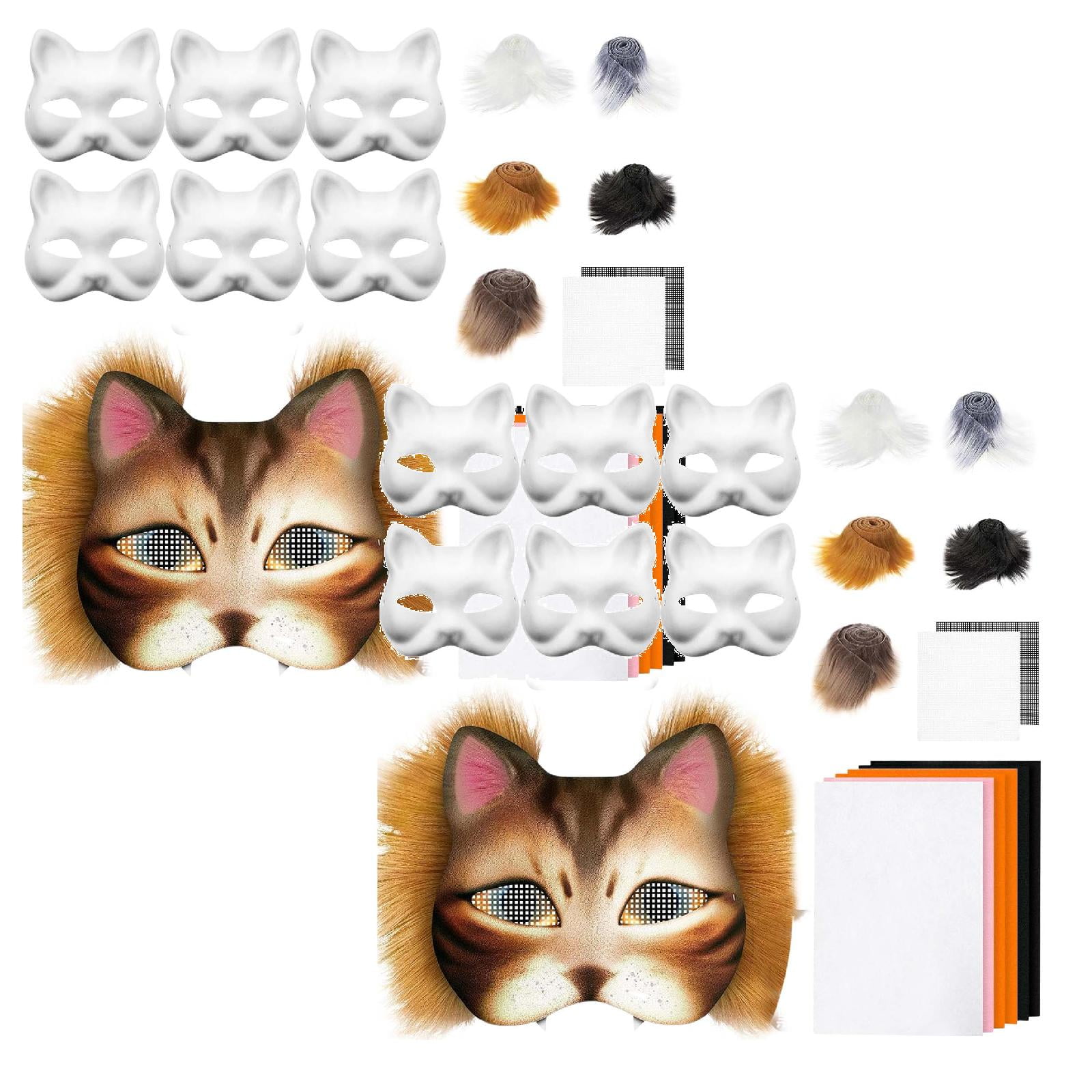 KDAMGOQE Fuzzy Fabric 4 Pieces Therian Mask DIY Kit Faux Furr for Halloween, Soft Craft Furr Trim, Easy to Cut, 2 x 0.6 Furry Fabric