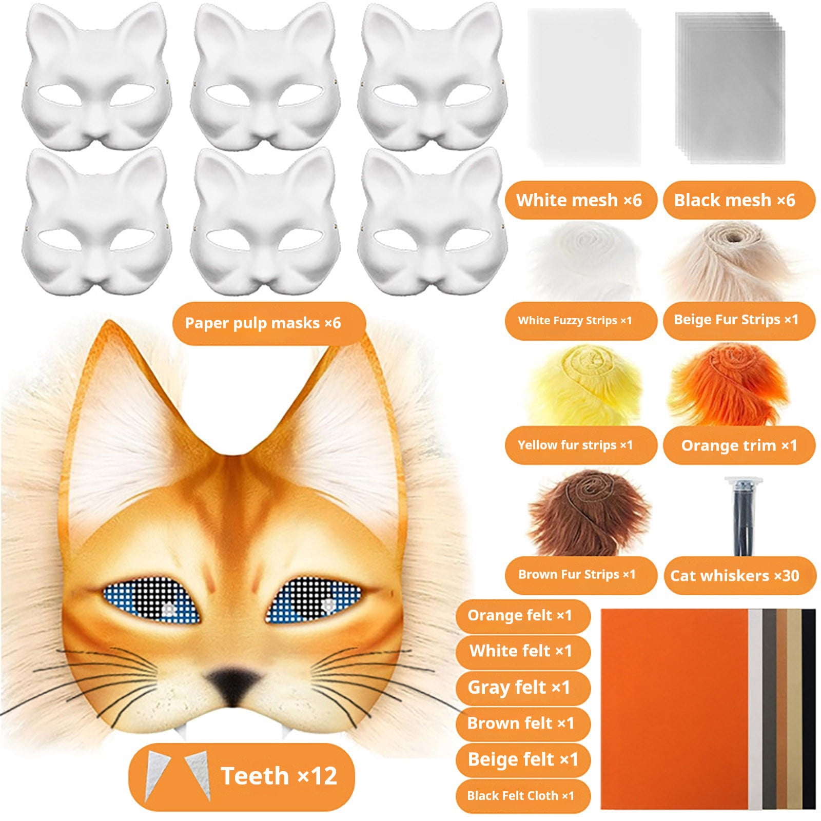 DIY Therian Mask Kit, Cat Masque DIY Set, Paper Cat Masque with Eye ...
