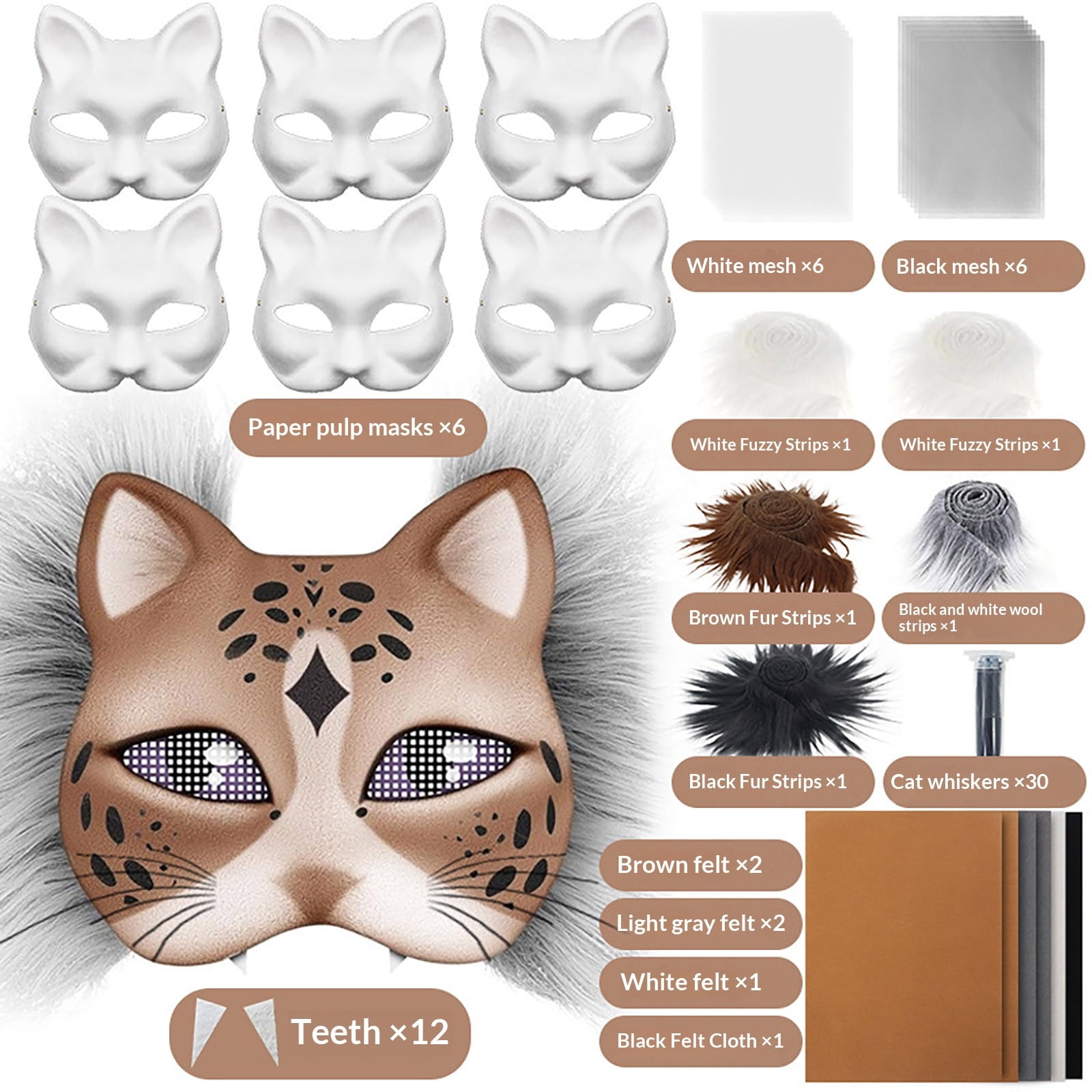 DIY Therian Mask Kit, Cat Masque DIY Set, Paper Cat Masque with Eye ...