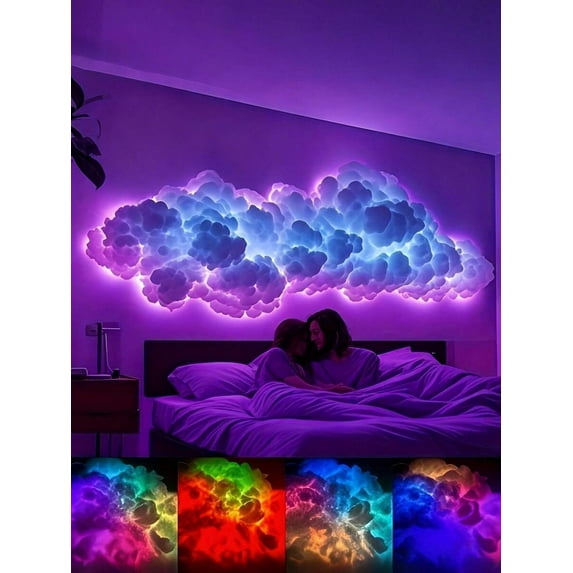 DIY Thundercloud LED Light with Remote & App Control, USB Wall Mount ...