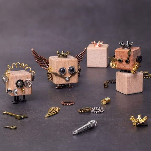 DIY Timberbot Kit  Build 2 Wooden Robots, Make Keychains  Necklaces