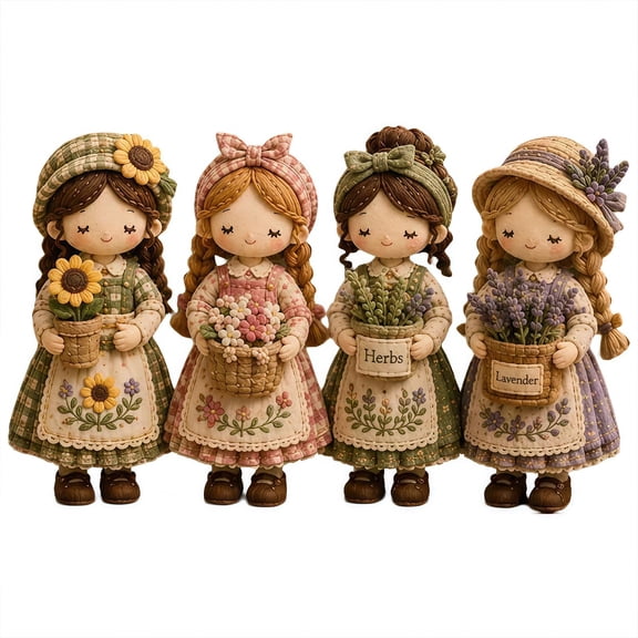 DIY Tiny Worlds Collection Patchwork Kit,Pre-Cut Felt Doll Art Sewing Kits, 4PCS DIY Craft Kit with Full Materials, Handmade Project for Adults&Beginners, Creative Home Decor & Holiday Gift for Women