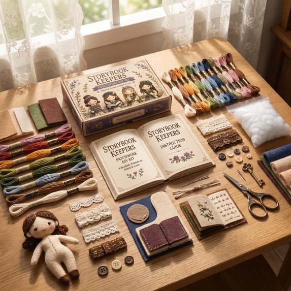 DIY Tiny Worlds Collection Patchwork Kit, Pre-Cut Felt Doll Sewing Kit, Beginner Friendly Felt Doll Sewing Craft with Full Materials