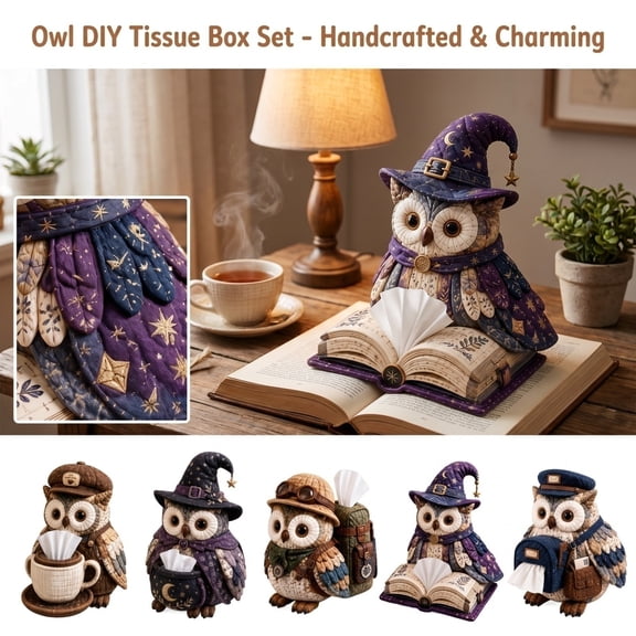 DIY Tissue Box Cover Set – Owl Animal Shaped Craft Kit for Home Decor, PET Material, 20x15x5cm, Creative Gift for Kids Adults, 1pc A
