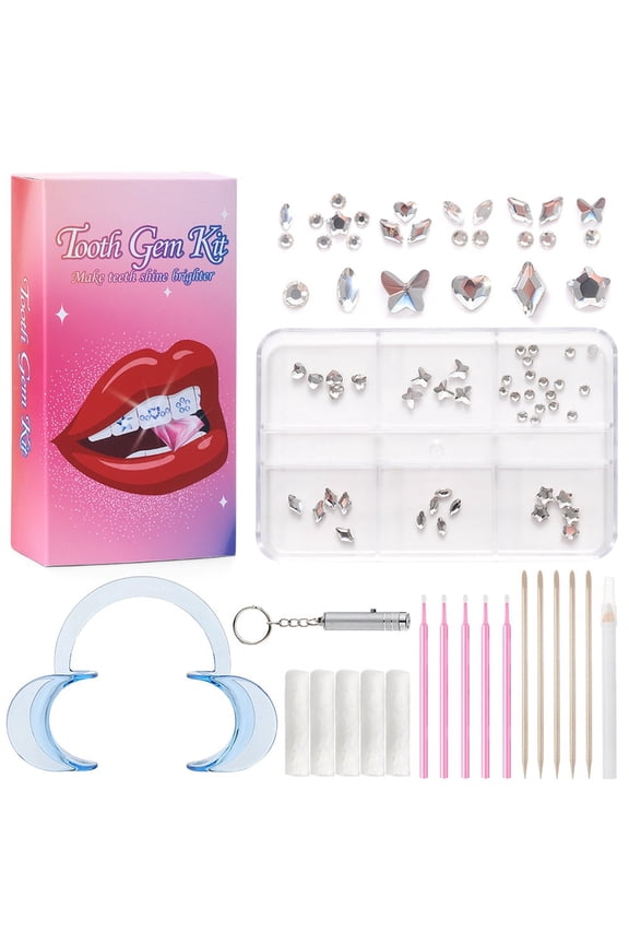 DIY Tooth Gem Kit with Multiple Design Inlays for Stunning Jewelry Beauty Enhancement