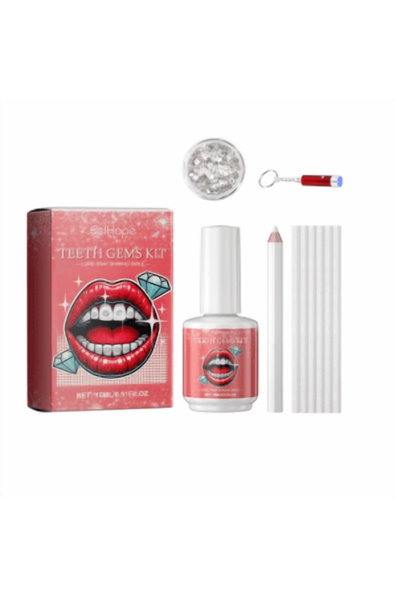 DIY Tooth Gem Kit - Sparkling Dental Stickers with UV Glue for Easy Application