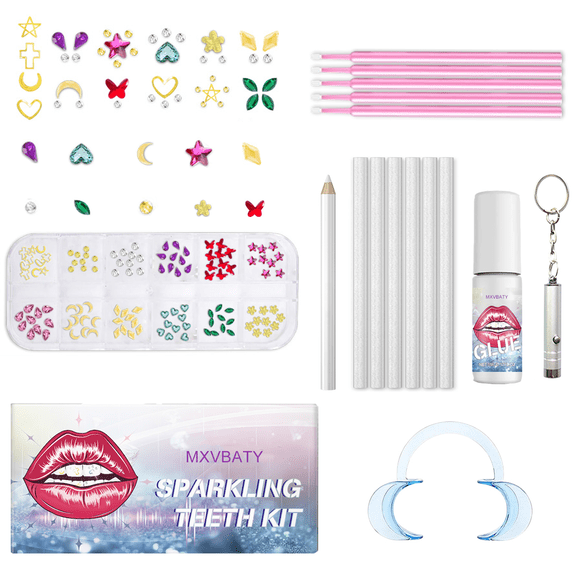 DIY Tooth Jewelry Kit - 15Shapes Bedazzle Gems, Teeth Jewelry Starter Set