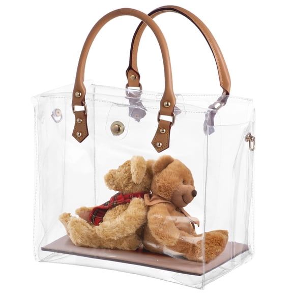 DIY Tote Bag Making Kit, Clear TPU Handbag Making Kit with PU Leather Straps and Base Plate, 15.7 in Large Transparent Handmade Gift Bag Making Kit for Women