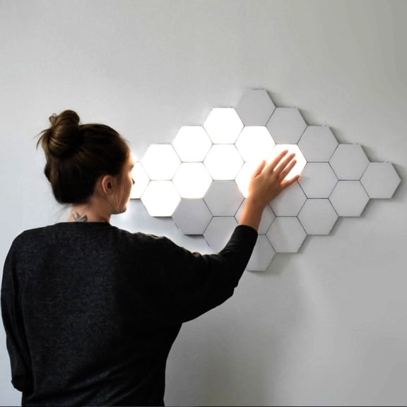 DIY Touch-Sensitive Hexagon LED Wall Light Panels, Modular Geometry Hexagonal Night Light for Bedroom Living Room Home Decor