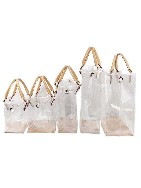 DIY Transparent PVC Handbag Set with Shoulder Strap, 5 Sizes Tote Bag Kit