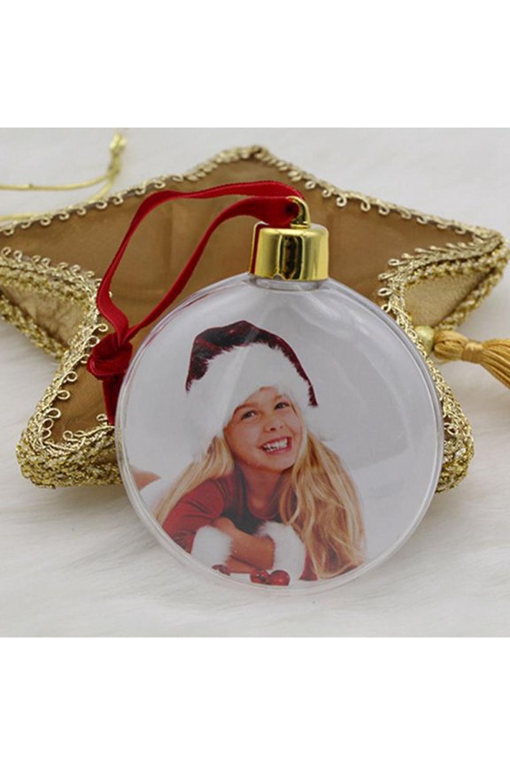 DIY Transparent Plastic Photo Frame Pendant Xmas Tree Hanging Ornaments for Home Christmas Holiday Party Valentine's Day