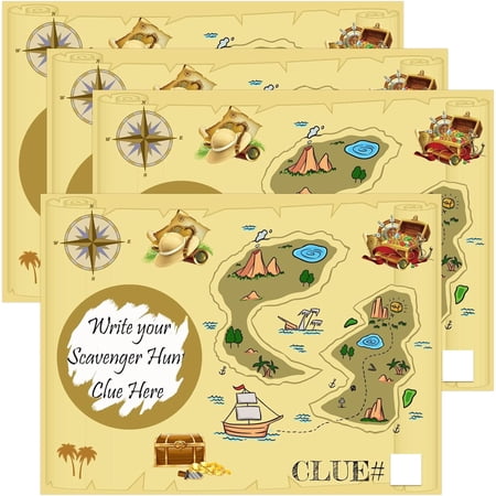DIY Treasure Map Scratch Off Cards Scavenger Hunt Scratch Notes Pirate Birthday Party Scratch Off Tickets with Sticker for Kids 20 Pack
