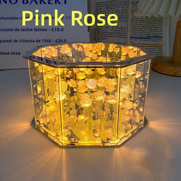 DIY Tulip Mirror Lamp, Handmade 3D Night Light, Birthday Gift with LED Tulip Light