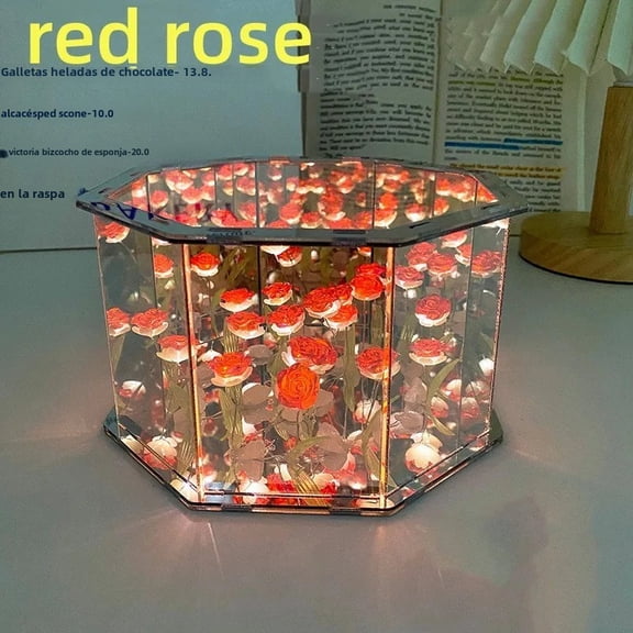 DIY Tulip Mirror Lamp, Handmade 3D Night Light, Birthday Gift with LED Tulip Light