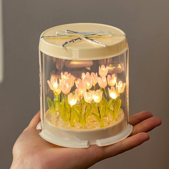 DIY Tulip Mirror Night Light,Simulation Flower Bedroom Tulip Table Lamp,Creative Home Decoration,Room Decor for Girls,Birthday Flower Gifts for Mom Grandmother Wife Girlfriend,Meterials