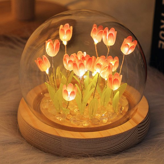 DIY Tulip Night Light Handmade Simulation Flower Table Lamp Children Girl Couple Friends Gift Desk Decoration