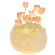 DIY Tulip Night Light, Mini Tulip Potted Night Light, Desktop Lighting Decor Night Light, Bedroom Sleep Light9 Flowers - white