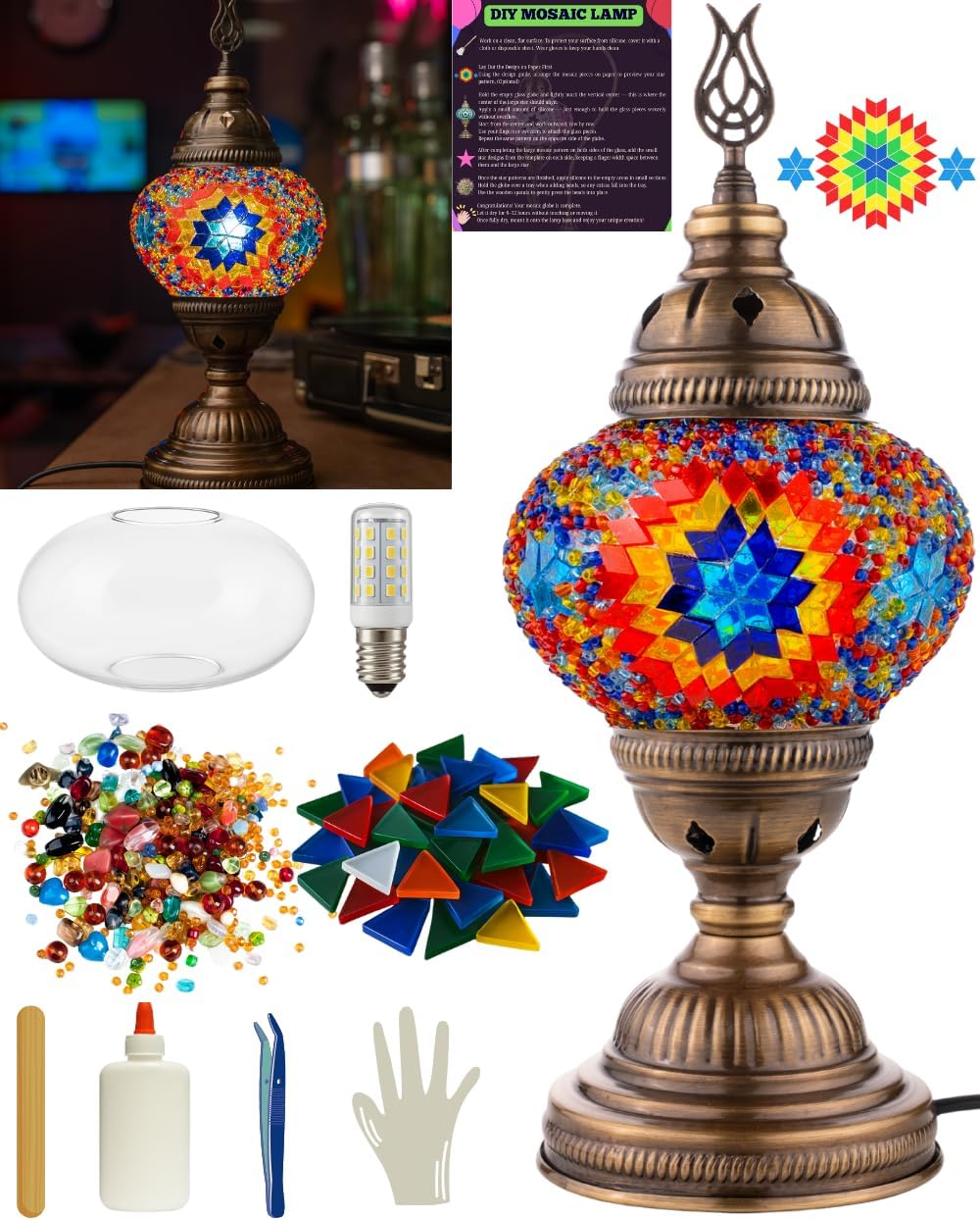 DIY Turkish Moroccan Mosaic Table Lamp Kit – Make Your Own Lamp with ...