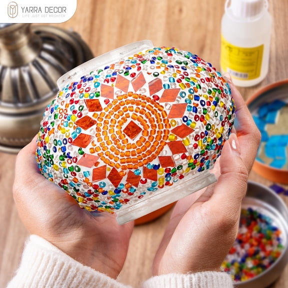DIY Turkish Mosaic Lamp Kit,Table Lamp Making Kit,Easy No Skills Craft for Family Team,Decorative Table Desk Light Crfat Kit for Living Room Bedroom, Make Your Own Table Lamp,Gifts,Blue