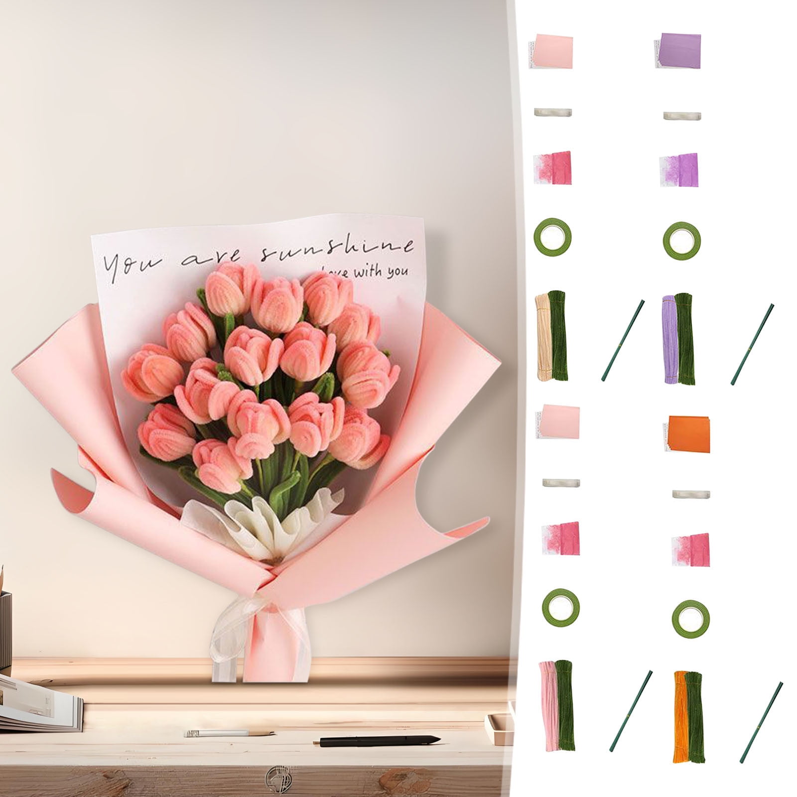 DIY Twisted Tulip Bouquet Kit | Handmade Artificial Flower Material Set ...