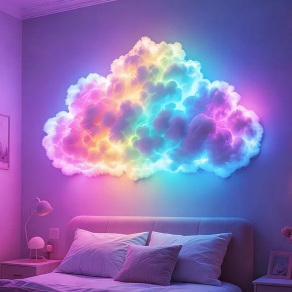 DIY USB-Powered Thundercloud LED Light Decor，3D decorative set, multi-color changing light strip，for Bedroom, Gaming, Kids Room
