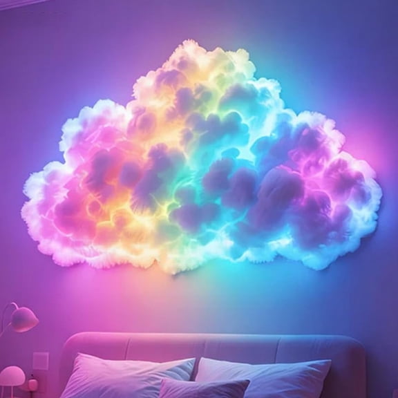 DIY USB-Powered Thundercloud LED Light Decor, Chasing Music Sync 3D Cotton Ceiling Cloud Lights, Cloud Ambient Light Kit with Multicolor Lightning, with Remote Control, for Bedroom, Gaming
