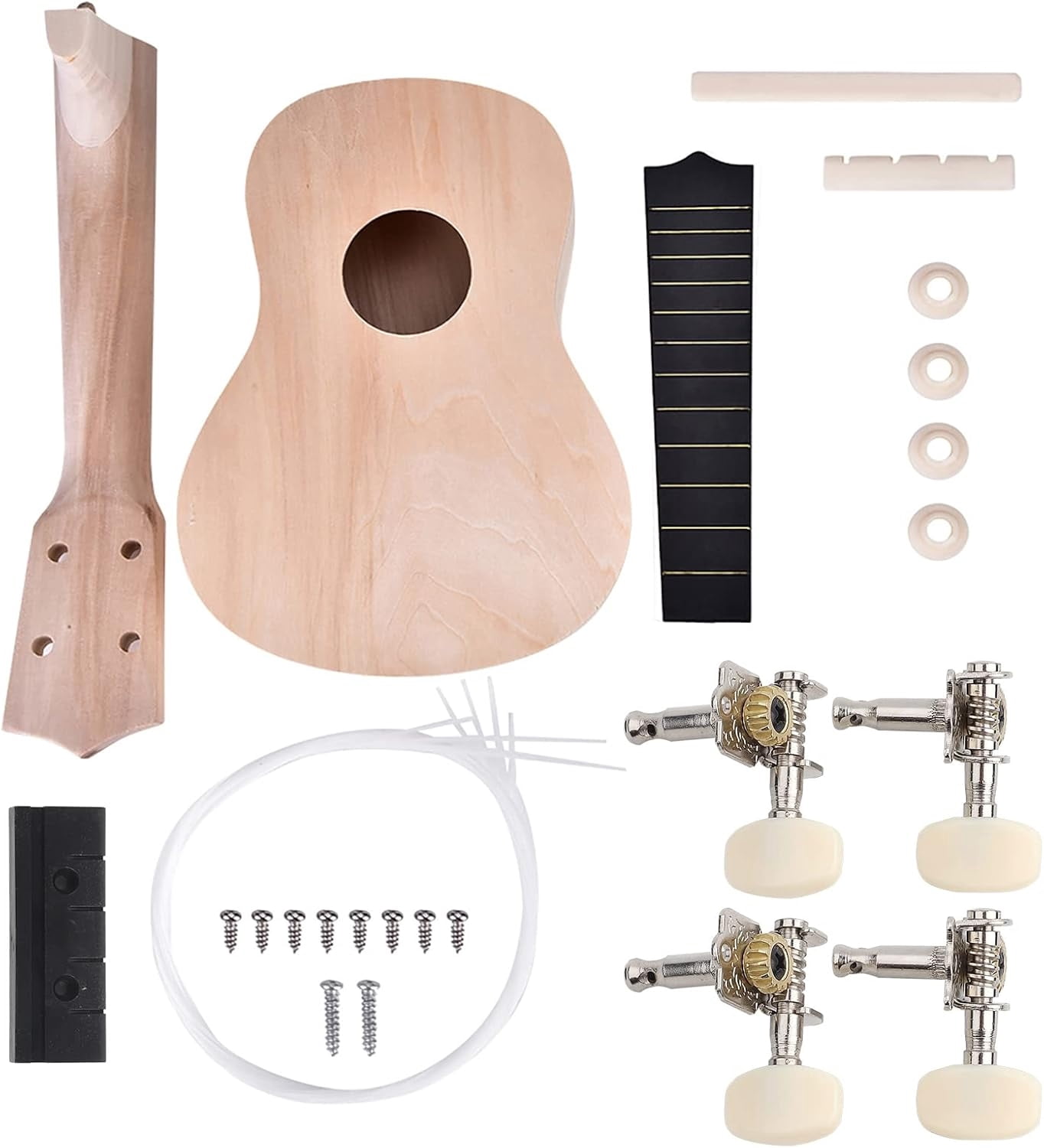 DIY Ukulele Kit, 21 Inch Basswood 4 String Guitar Build Your Own Ukulele Kit DIY Musical Instruments for Adults Beginners