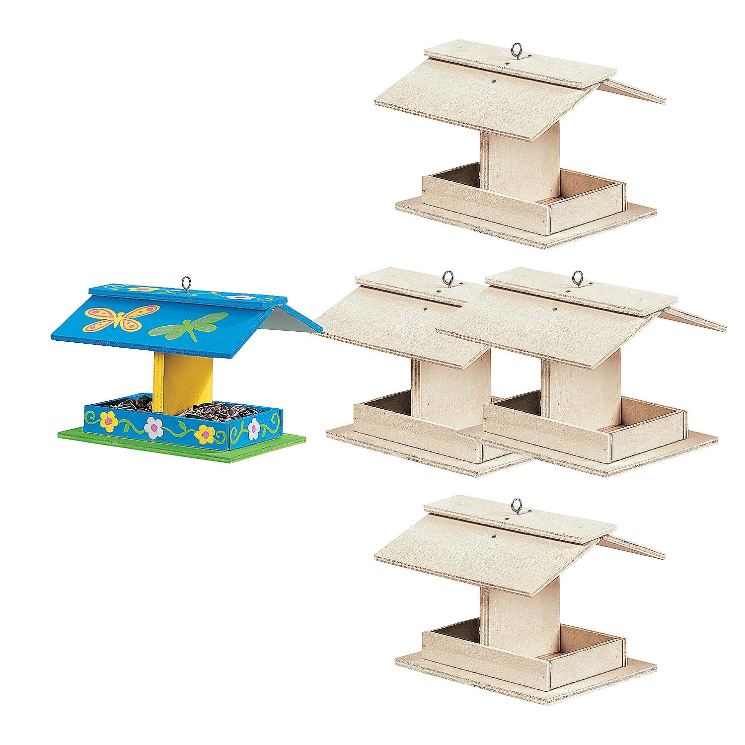 DIY Unfinished Wood Bird Feeder Kits - Makes 4 - Walmart.com