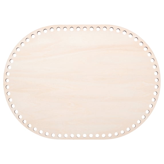 DIY Unfinished Wood Plate Oval Beige 35x25x0.3cm Hole: 8mm
