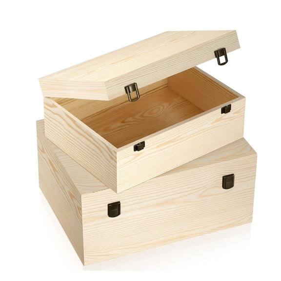 DIY Unfinished Wood Storage Box Large Unfinished Wooden Box with Hinged Lid