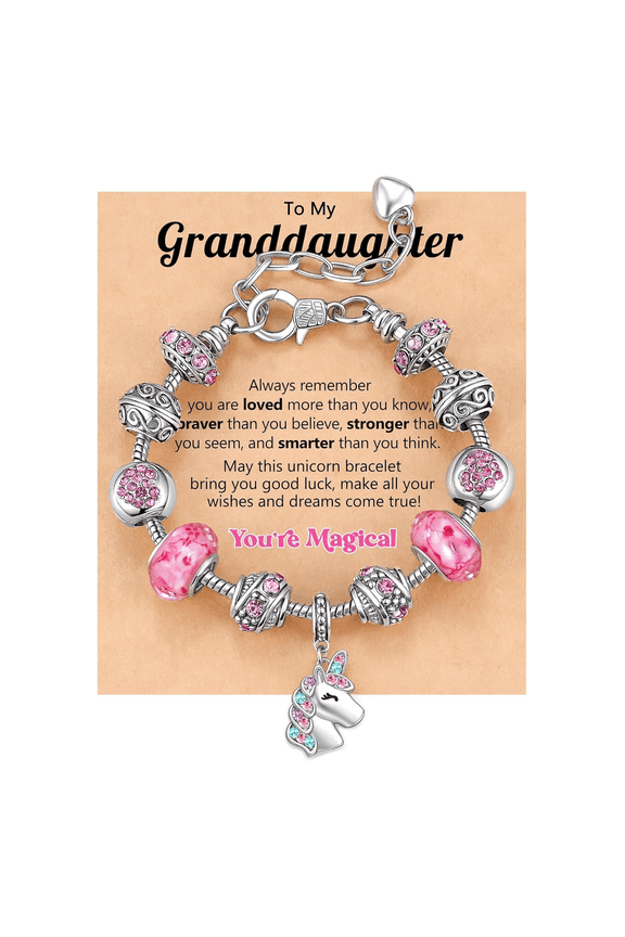 DIY Unicorn Charm Magical Bracelet for Granddaughter, Birthday/Back-to-school/New Year's Gifts for Her