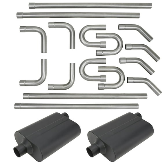 3 Inch Dual Exhaust System Kit with Mufflers, Mild Steel
