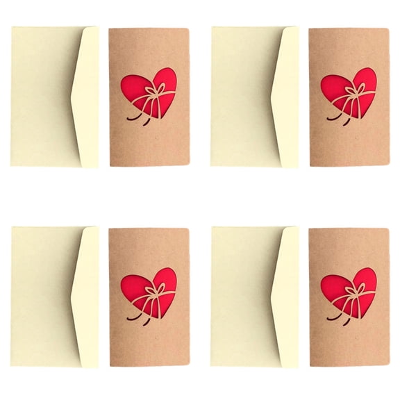 DIY Valentine’s Day Cards with Envelopes, Kraft Paper Die-Cut Greeting Cards for Valentine’s Day & Anniversary, Blank Handmade Love Cards Set