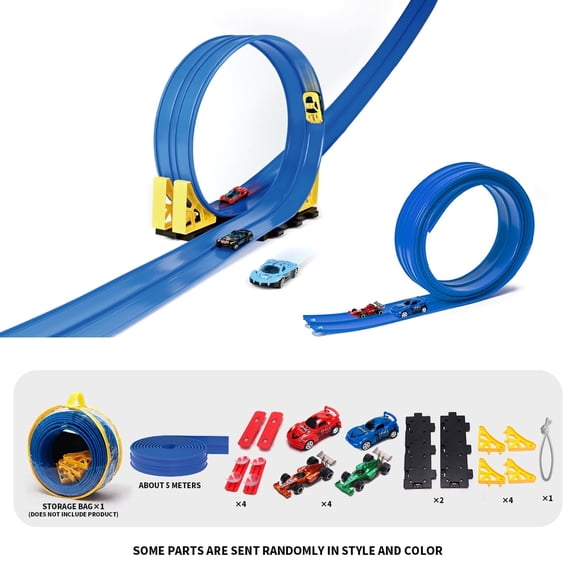 DIY Versatile Elastic Racing Track Set Children's Puzzle Assembly Toy Battery free Gravity Sliding Wall/Desktop Multi scene Construction Parent child Racing Interactive Gift