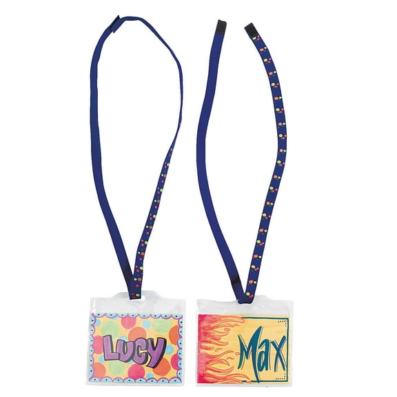 DIY Vinyl Super Safe Name Tags with Breakaway Cords, Craft Kits, Party Supplies, 48 Pieces