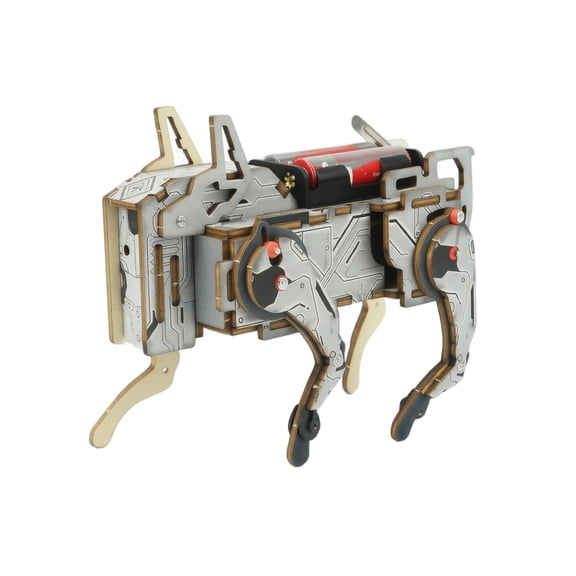 DIY Voice Controlled Mechanical Dog, Sound Activated Robotic Pet Assembly Kit, Educational Science Project, Hands-on Engineering Model Set Toy, Brown