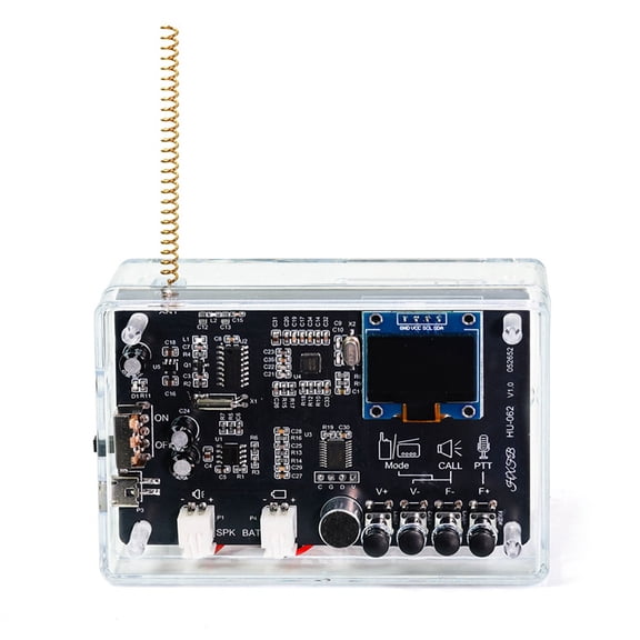 DIY Walkie-Talkie FM Radio Electronic Kit 409.85MHz Adjustable Frequency 87-108MHz OLED Display DIY Soldering Kit
