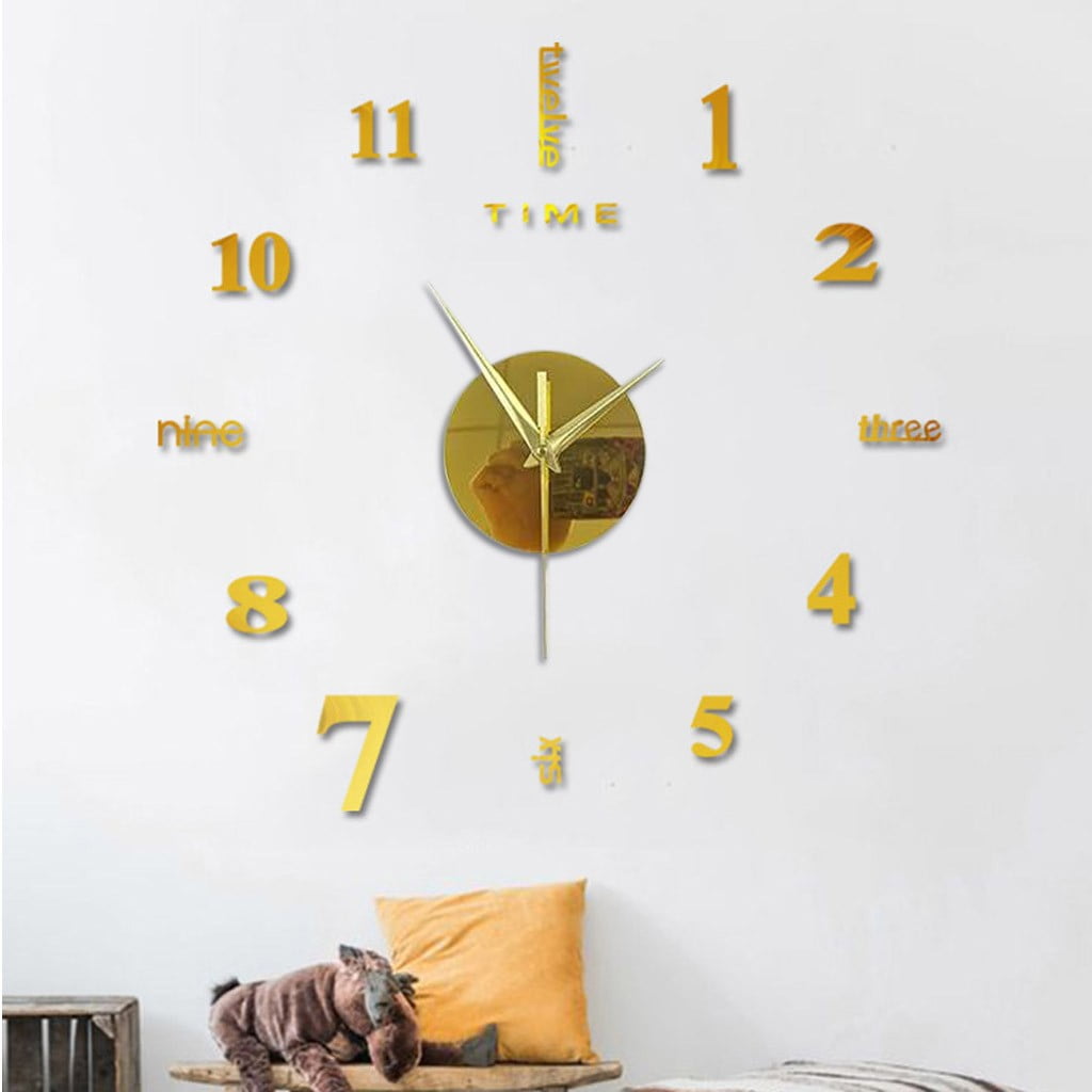 Mini Sticker Clock DIY Wall Clock, 3D Frameless Silent Sticker DIY Mini Modern Art Mirror ...