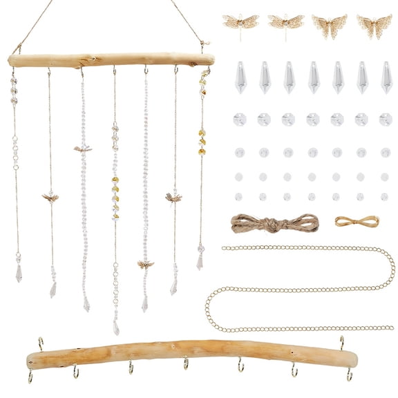 DIY Wall Decoration Making Kits including Driftwood Branch Hook Branch Hanger Rack Brass Pendant Chain Jump Ring Copper Wire