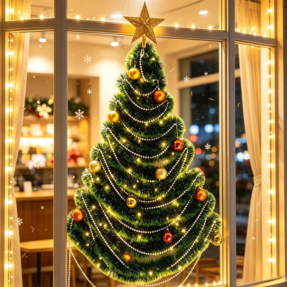 DIY Wall Mounted Christmas Trees with LED Light, Space-Saving Christmas Decor Ideas, Kids Toys Wall Hanging Christmas Tree for Small Space Home Hioliday Decoration.