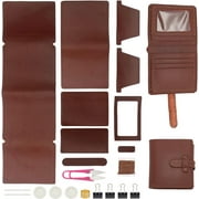 DIY Wallet Kits for Men Brown Trendy Credit Card Wallet Kit Set DIY Mens Classic Craft Tools Billfold Kit Handmade Wallet Gifts for Dad Friends Boyfriends Family for diy