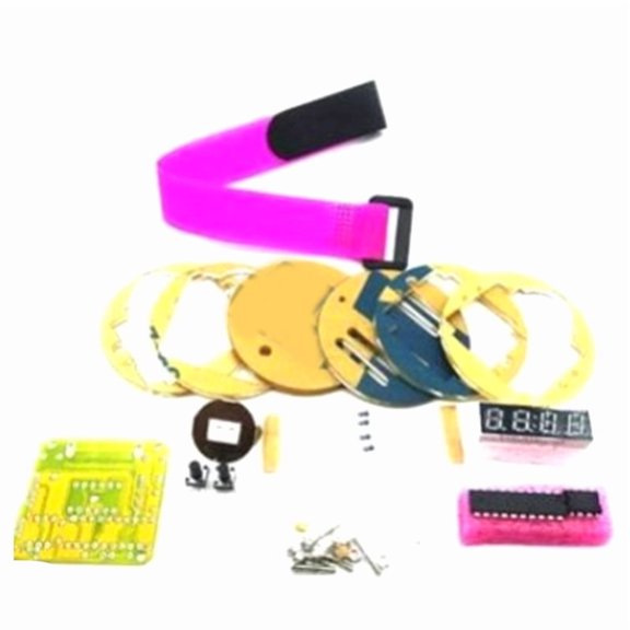 DIY Watch Kit: 5.4cm Digital Clock Module with Random Strap Color, Self-Assembly
