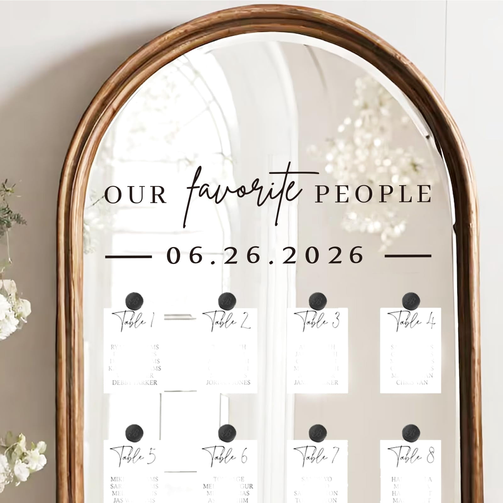 DIY Wedding Seating Chart Decal Mirror Stickers Black 2 Pack with ...