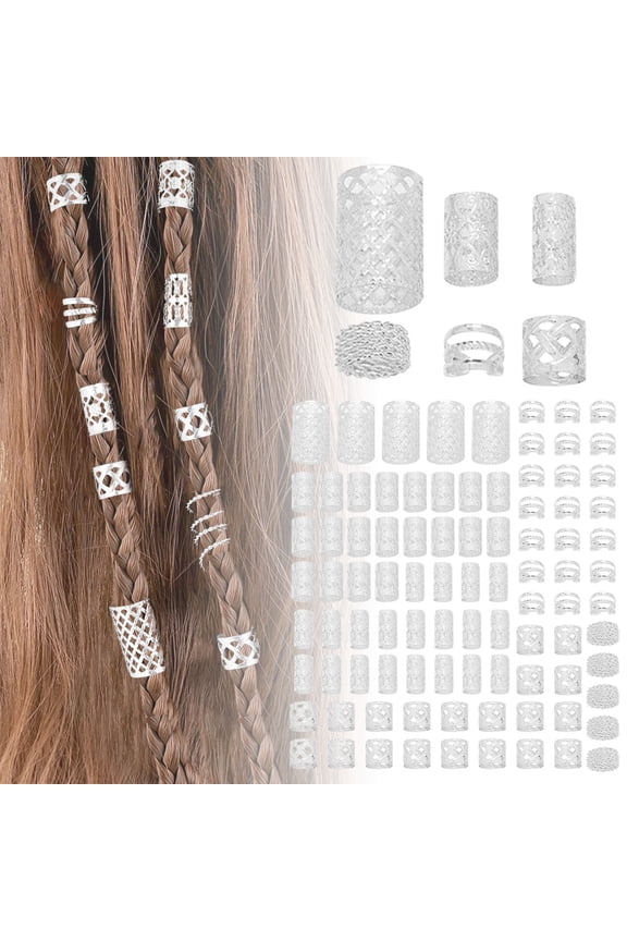 DIY Wig Dreadlocks Accessories Mesh Hollow Hair Extensions Barrettes, Silver