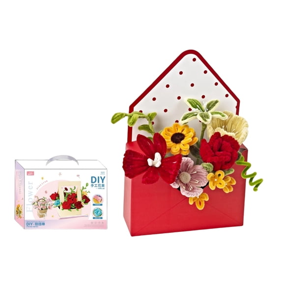 DIY Wiggle Sticks Handmade Craft Kit for Kids and Adults Creative Art and Craft Activity with Tote Bag for Storage Red
