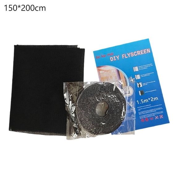 DIY Window Screen Mesh Kit, Robust 59" x 79" Self-Adhesive Mosquito Netting, Sturdy Resilient Polyester Screen with Hook & Loop Tape, No-Drill Tool-Free