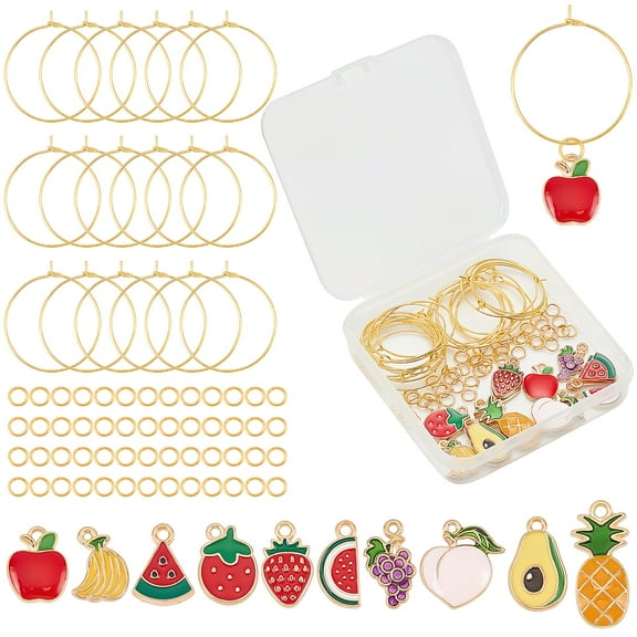 DIY Wine Glass Decoration Making Kits Including 20Pcs 10 Style Alloy Enamel Pendants 20Pcs Brass Wine Glass Charm Rings and 40Pcs Iron Jump Rings Mixed Color Pendants: 2pcs/style